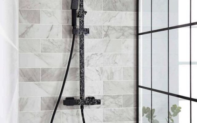 Black finish shower and accessories